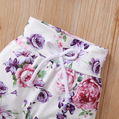 3Pcs Floral Hooded Baby Girl Outfit