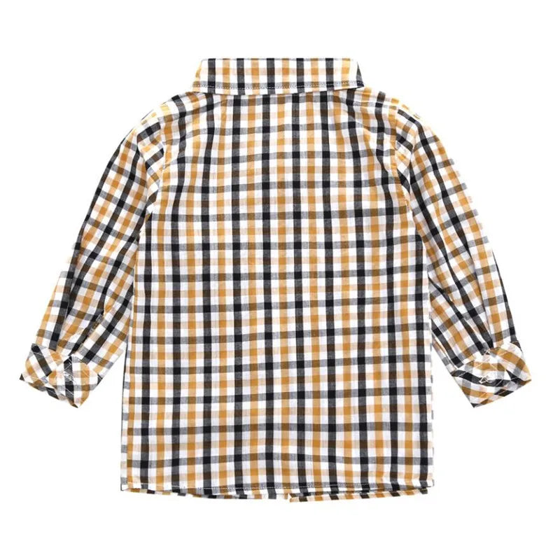 Kids Boys Plaid Coat T-Shirt Pants Set 3pcs