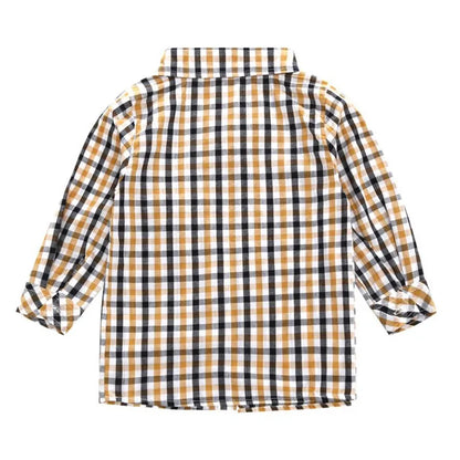 Kids Boys Plaid Coat T-Shirt Pants Set 3pcs