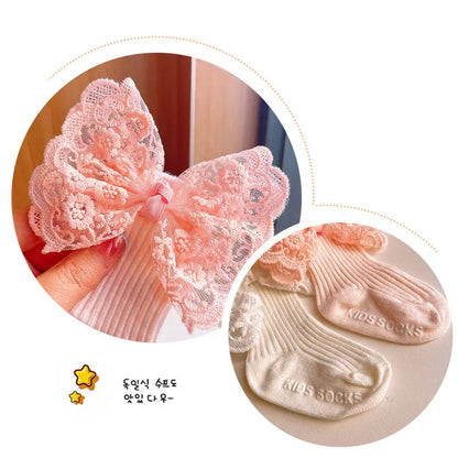 2Pcs Baby Bow Headband Socks Set