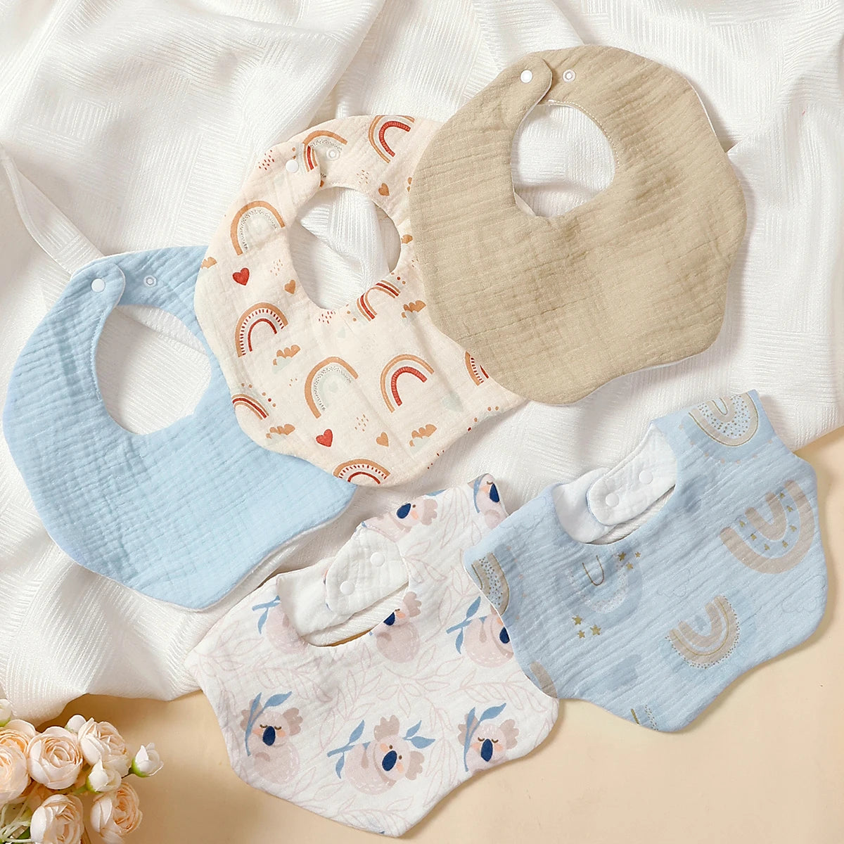 5pcs Cotton Baby Bandana Bibs Set