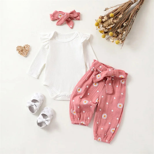 Baby Girl Romper & Pants Outfit 0-24M