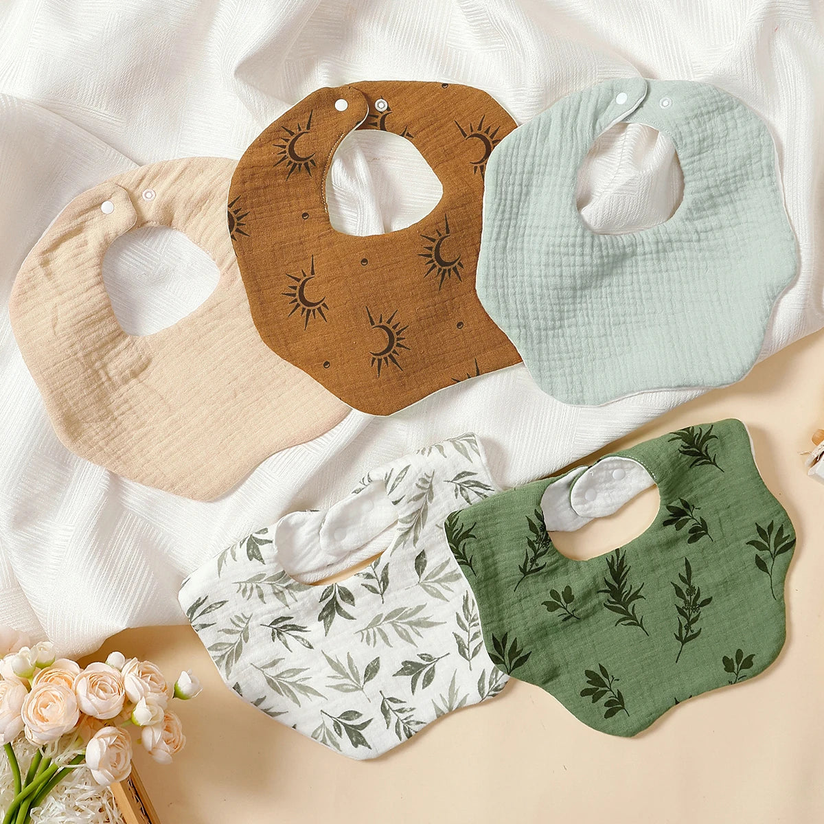 5pcs Cotton Baby Bandana Bibs Set