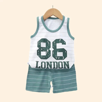 Kids Summer Cotton Vest Shorts Outfit Set