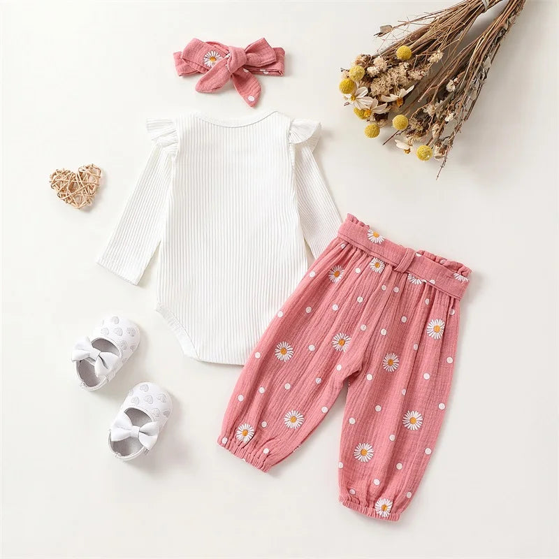 Baby Girl Romper & Pants Outfit 0-24M