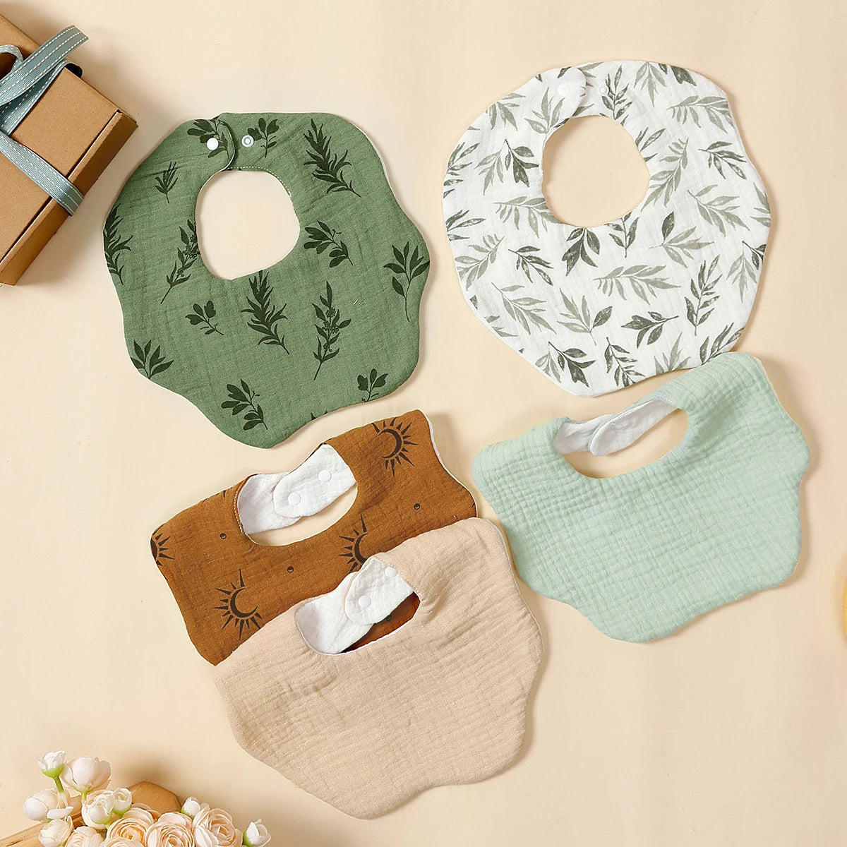 5pcs Cotton Baby Bandana Bibs Set