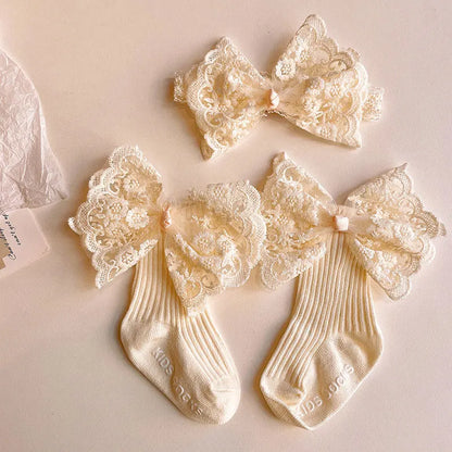 2Pcs Baby Bow Headband Socks Set