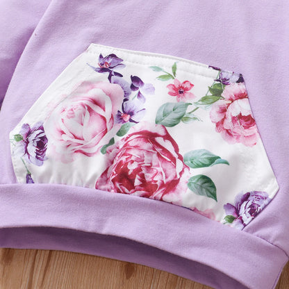 3Pcs Floral Hooded Baby Girl Outfit
